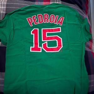 Dustin Pedroia Boston Red Sox - St Patrick’s Day Majestic T Shirt - Size XL